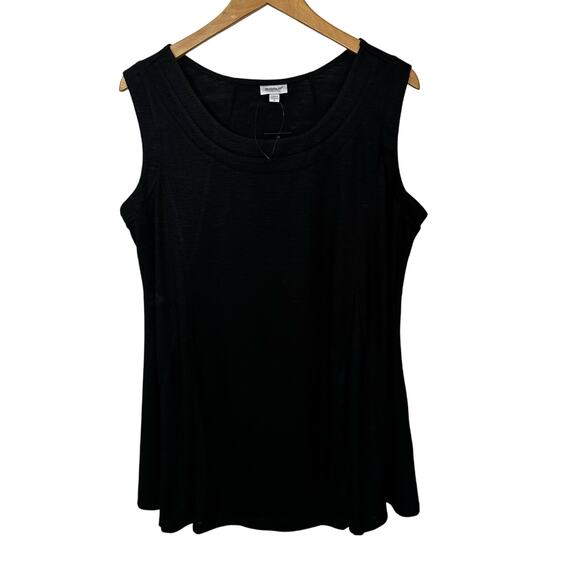 Avenue Tank Fit and Flare Top Solid Black Sleeveless Womens Plus Size 20 Career - Picture 1 of 7